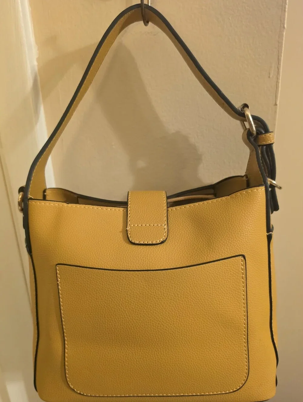Faux PebbledLeather Structured Satchel Handbag W/Goldtone Hardware & Dustbag-NEW